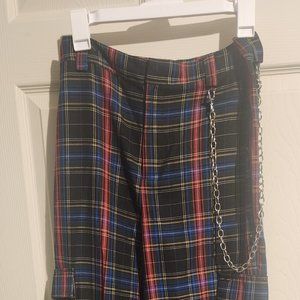 Forever21 plaid cargo pants with chain
